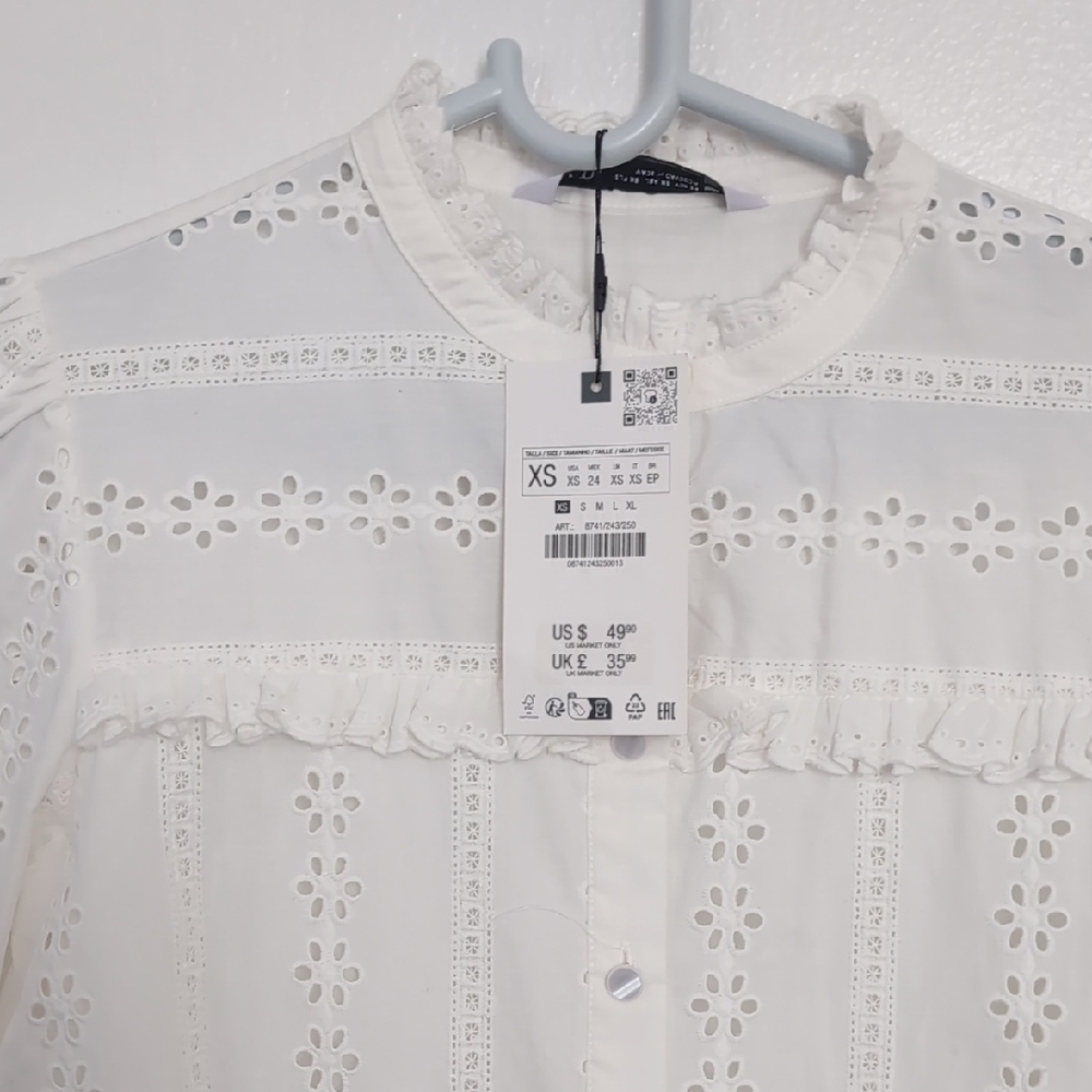 White Eyelet Blouse XS